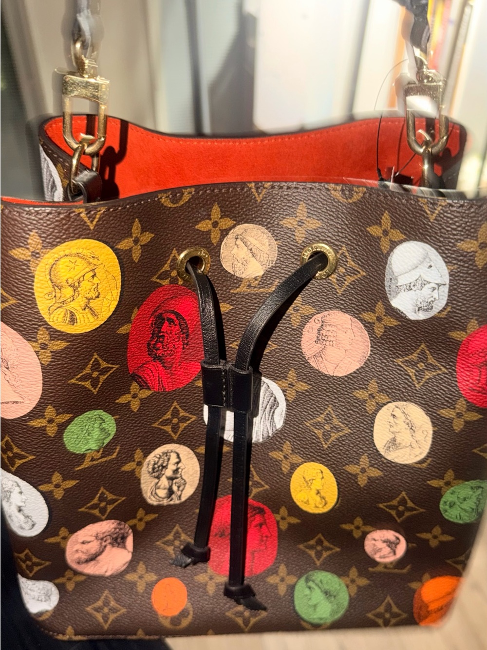 Louis Vuitton Brown Monogram Multicolor Coin Drawstring Tote